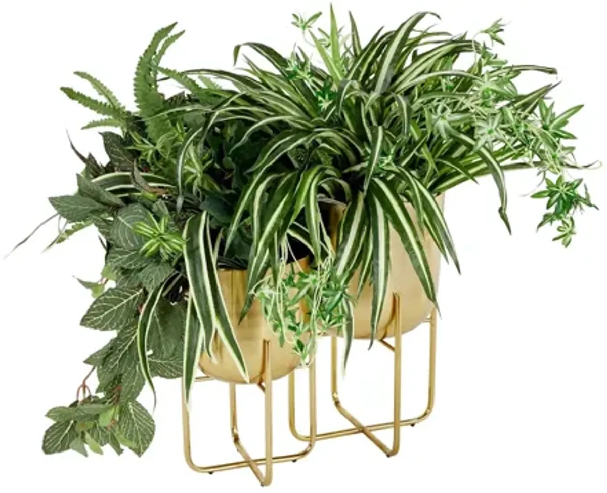 Ivy Collection Gold Metal Planter Set of 2