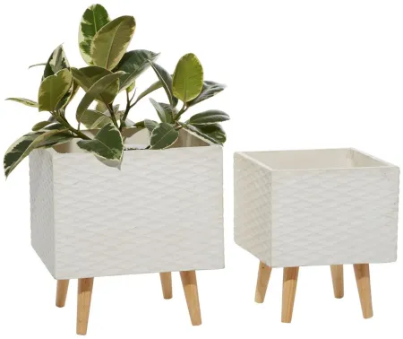 Ivy Collection Hatsune Planter Set of 2 in White by UMA Enterprises