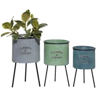 Ivy Collection Multi Colored Metal Planter Set of 3 in Multi by UMA Enterprises