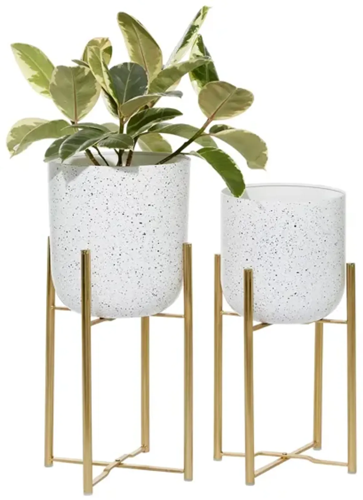 Ivy Collection White Metal Planter Set of 2
