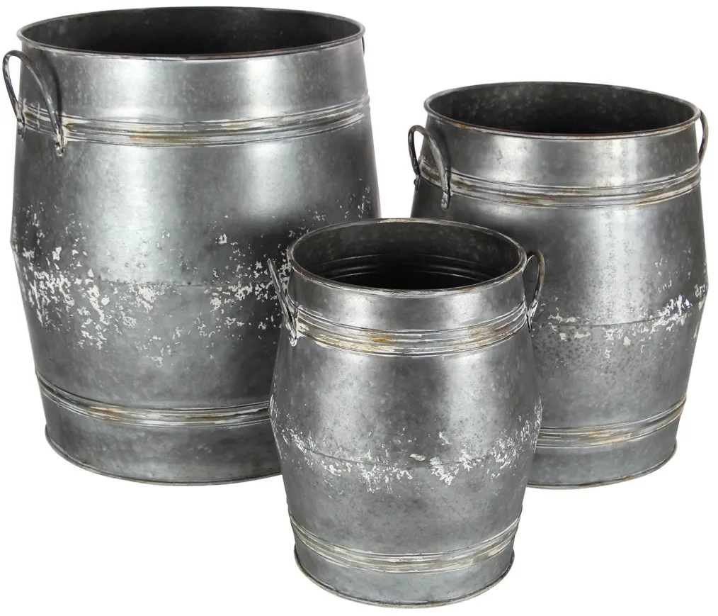 Ivy Collection Gray Metal Planter Set of 3 in Gray by UMA Enterprises