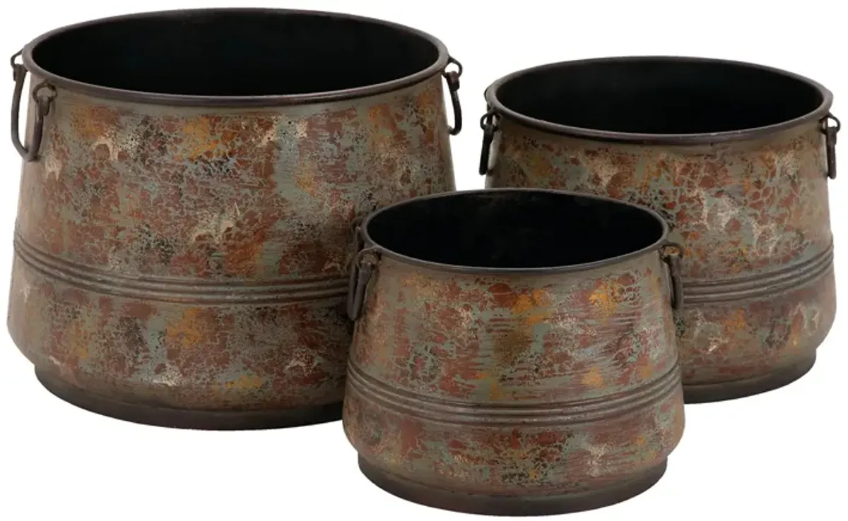 Ivy Collection Brass Metal Planter Set of 3 in Brass by UMA Enterprises