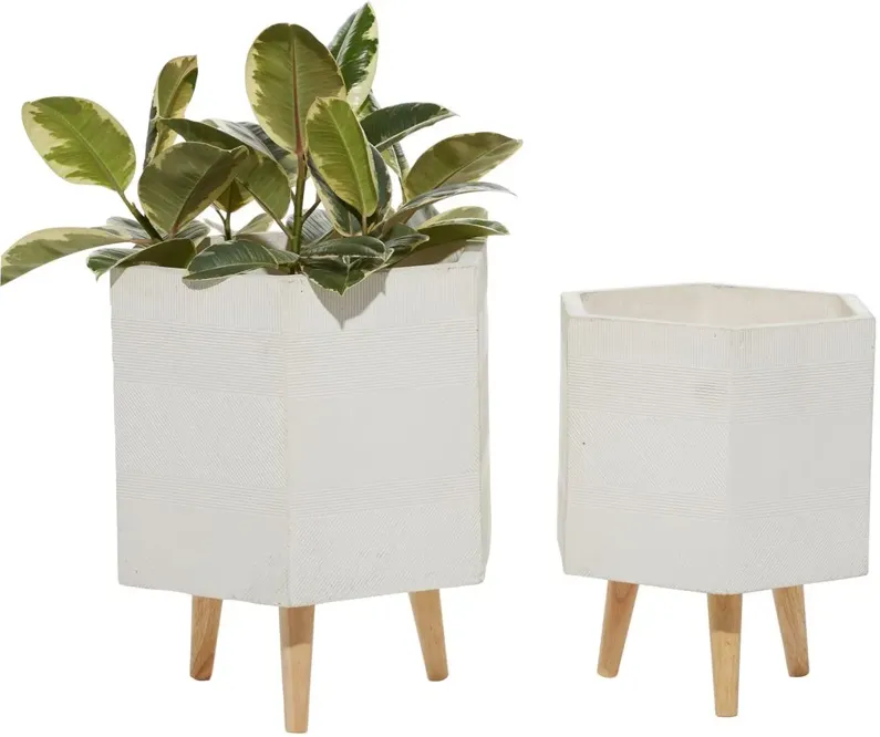 Ivy Collection Wyvernwoode Planter - Set of 2 in White by UMA Enterprises