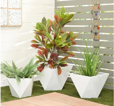 Ivy Collection Jemstar Planter Set of 3 in White by UMA Enterprises