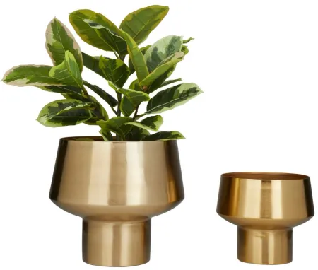 Ivy Collection Gold Metal Planter Set of 2 in Gold by UMA Enterprises