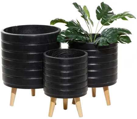 CosmoLiving Youme Planter Set of 3 in Black by UMA Enterprises