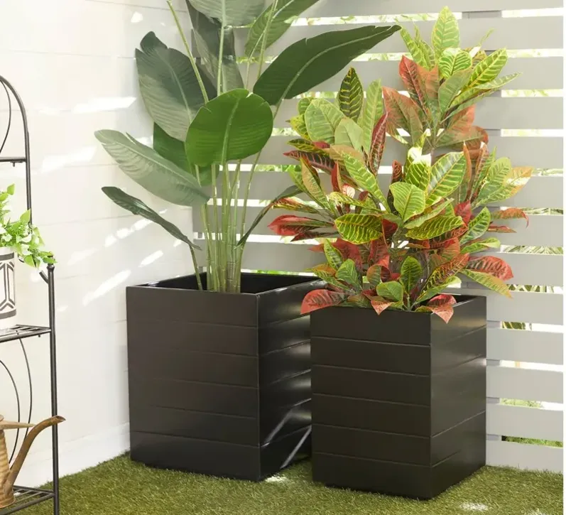 Ivy Collection Dallas Planter Set of 2 in Black by UMA Enterprises