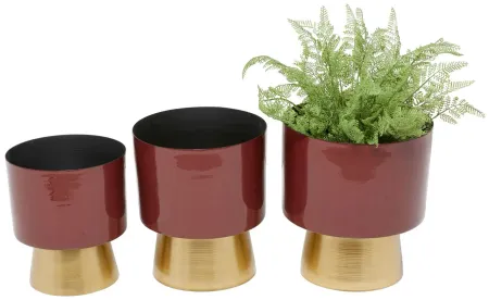 Ivy Collection Headmistress Planter Set of 3 in Red by UMA Enterprises