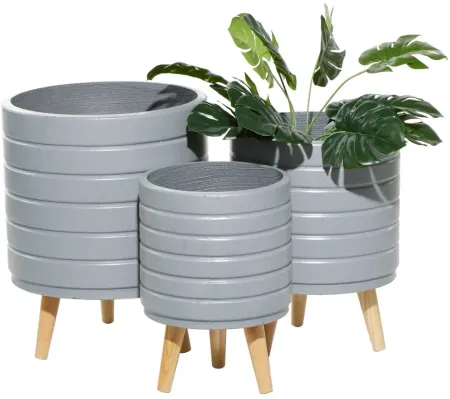 CosmoLiving Youme Planter Set of 3 in Gray by UMA Enterprises