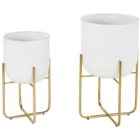 Ivy Collection Fox River Planter Set of 2 in White by UMA Enterprises