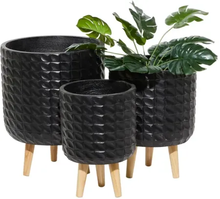 CosmoLiving Threaderella Planter - Set of 3 in Black by UMA Enterprises