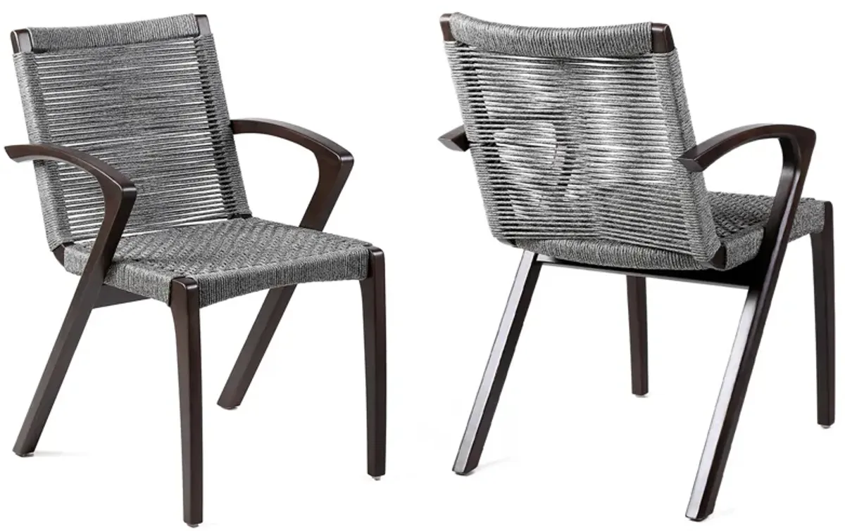 Oasis Outdoor Dining Chairs - Set of 2 in Gray Rope by Armen Living