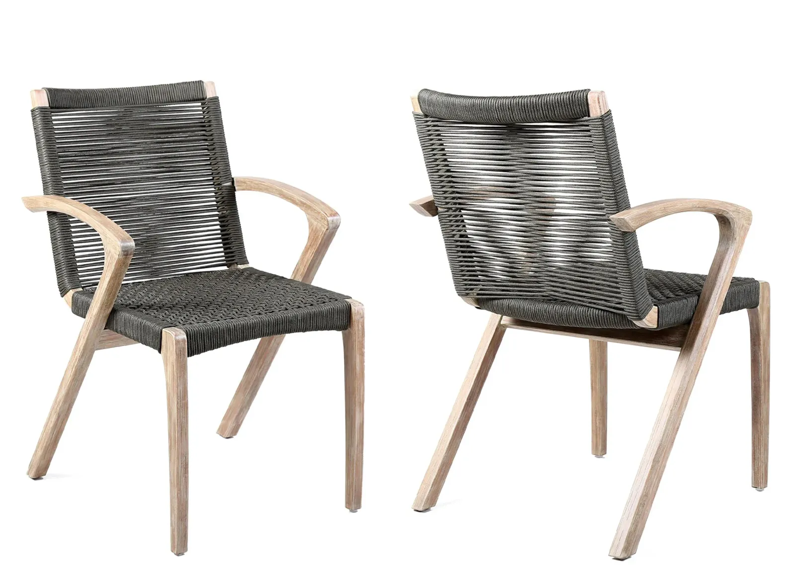 Oasis Outdoor Dining Chairs - Set of 2 in Charcoal Rope by Armen Living