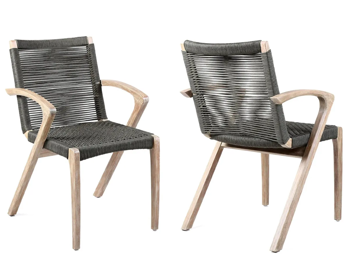 Oasis Outdoor Dining Chairs - Set of 2 in Charcoal Rope by Armen Living