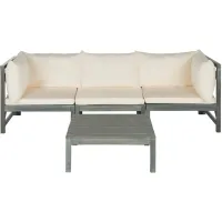 Kyoga Modular Outdoor Sectional Sofa Set in Beige/Gray by Safavieh