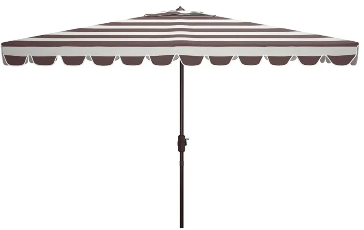 Lavinia Outdoor Rectangular Crank Umbrella in White / Navy by Safavieh