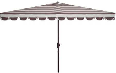 Lavinia Outdoor Rectangular Crank Umbrella in White / Navy by Safavieh