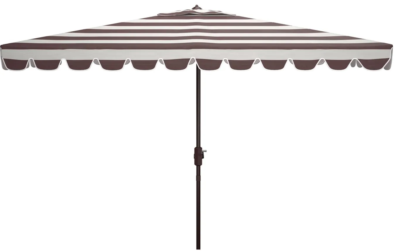 Lavinia Outdoor Rectangular Crank Umbrella in White / Navy by Safavieh