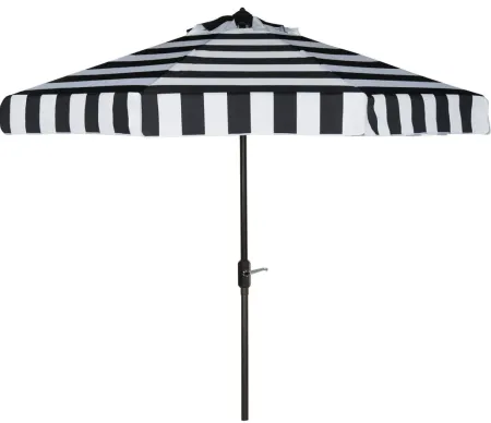 Torin Outdoor UV-Resistant Auto-Tilt Umbrella in Beige / White by Safavieh