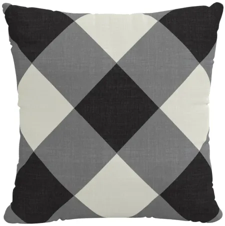 18" Outdoor Diamond Check Pillow in Diamond Check Charcoal by Skyline