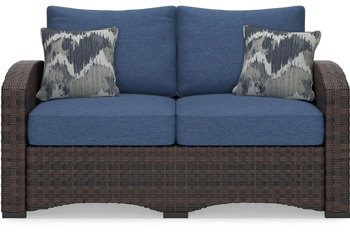 Windglow Loveseat in Blue/Brown by Ashley Furniture