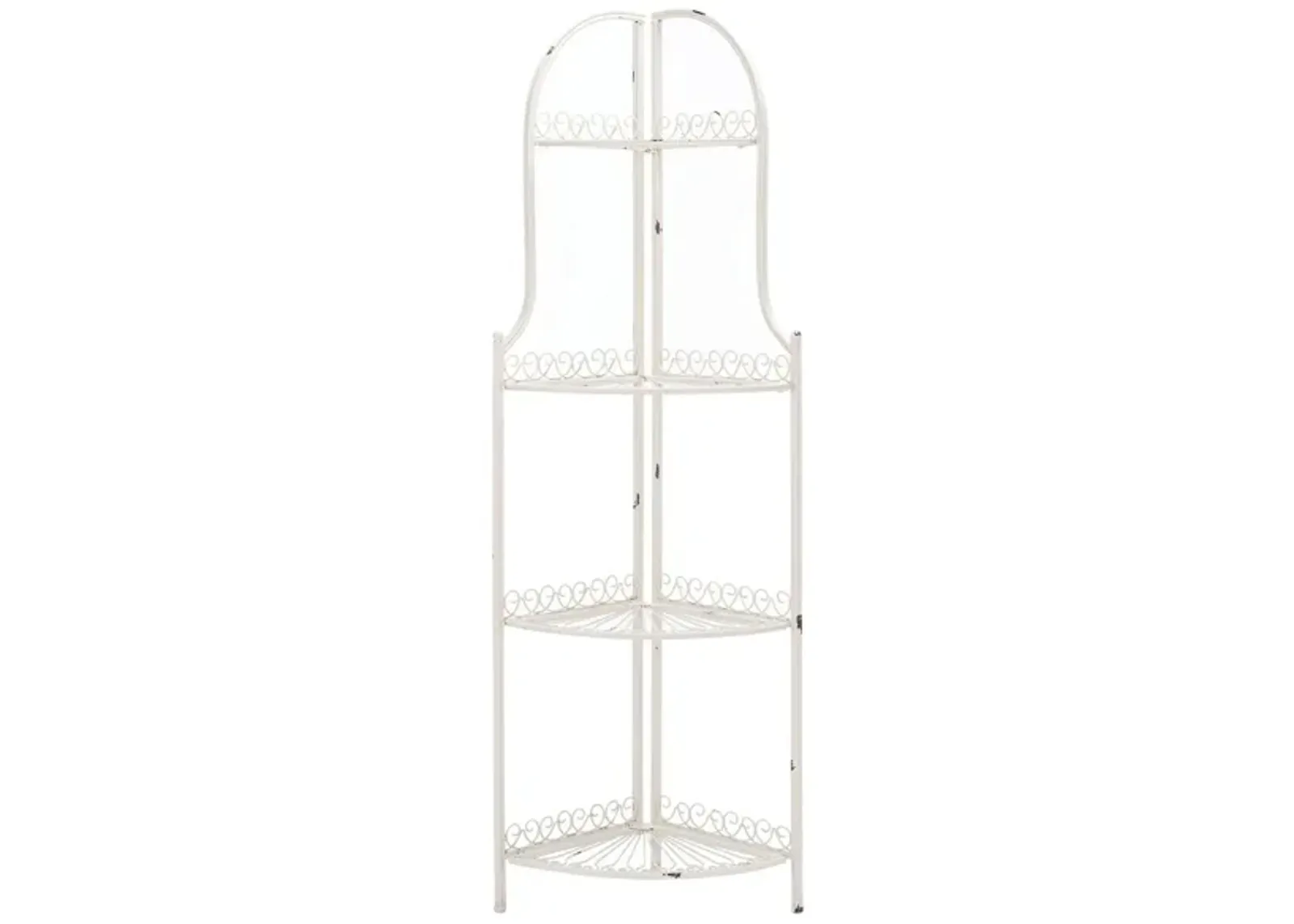 Jovita Outdoor Wrought Iron 4 Tier Outdoor Corner Shelf in Navy by Safavieh