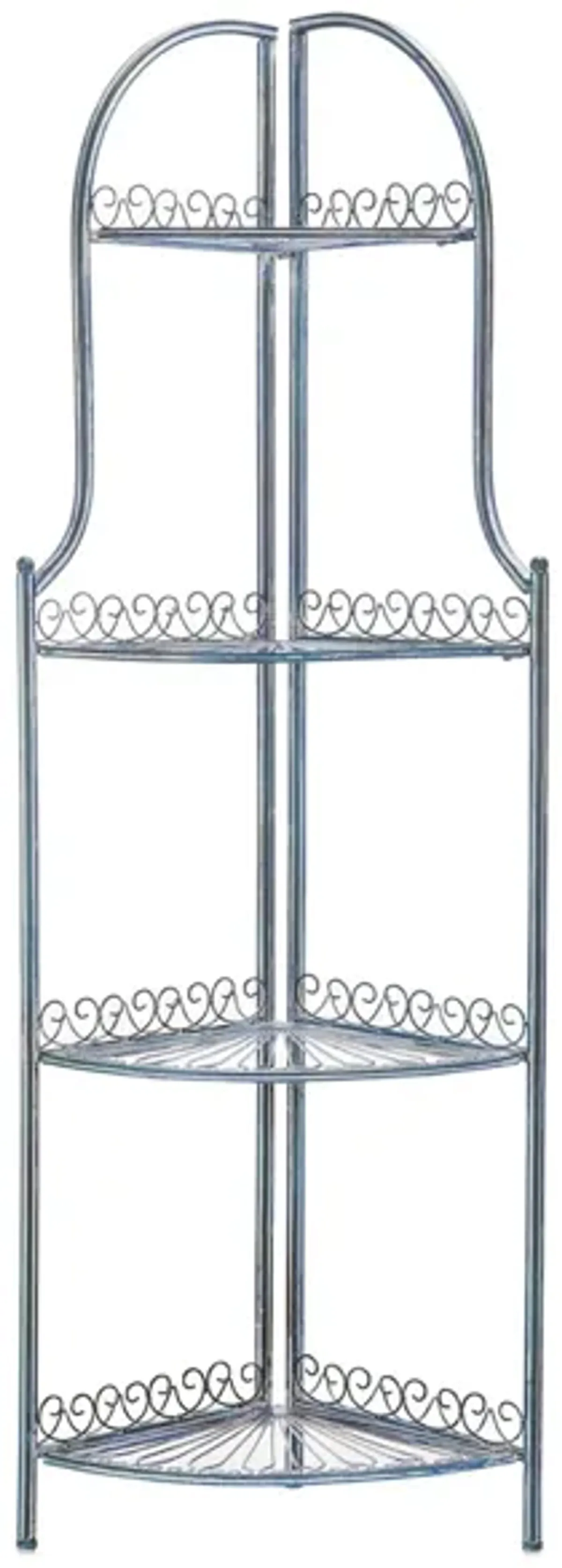 Jovita Outdoor Wrought Iron 4 Tier Outdoor Corner Shelf in Gray by Safavieh