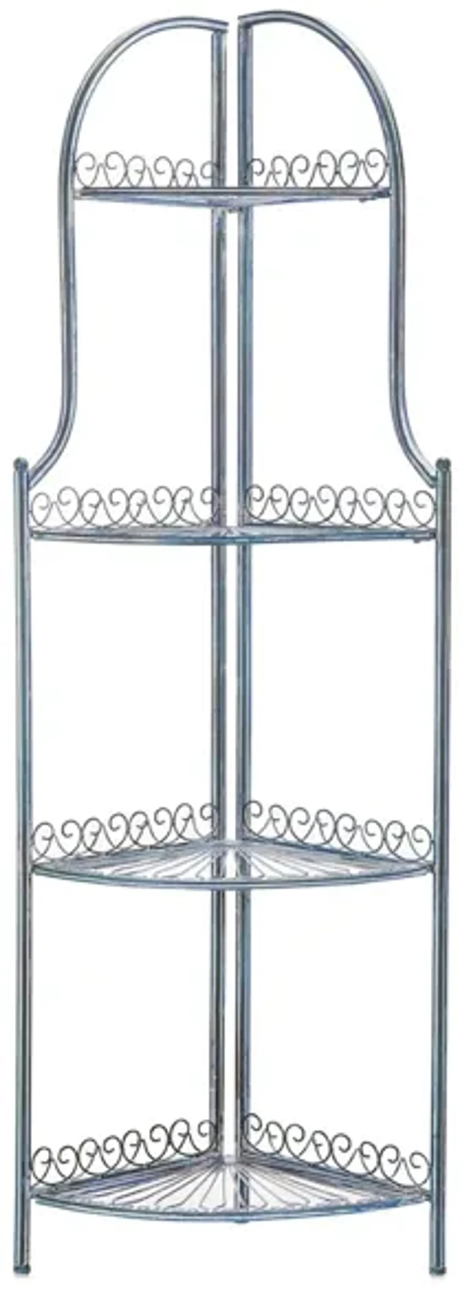 Jovita Outdoor Wrought Iron 4 Tier Outdoor Corner Shelf