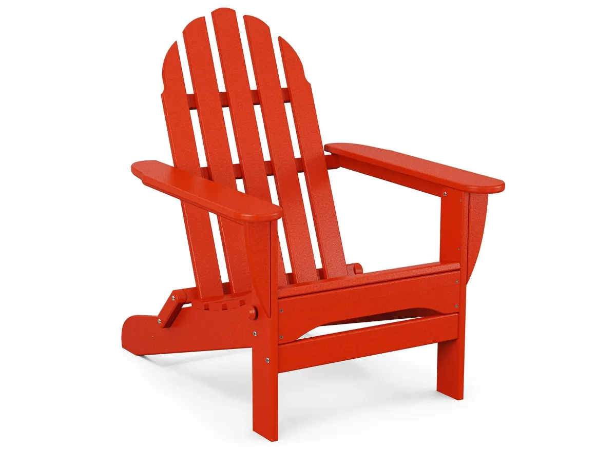 Classic Folding Adirondack Chair in Sunset Red by Polywood