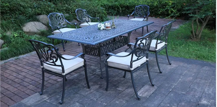 Geneva Outdoor Rectangle Dining Table in Navy by Bellanest