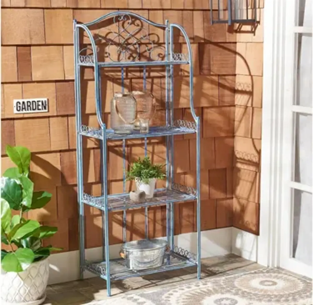 Miki Outdoor Wrought Iron 4 Tier Bakers Rack