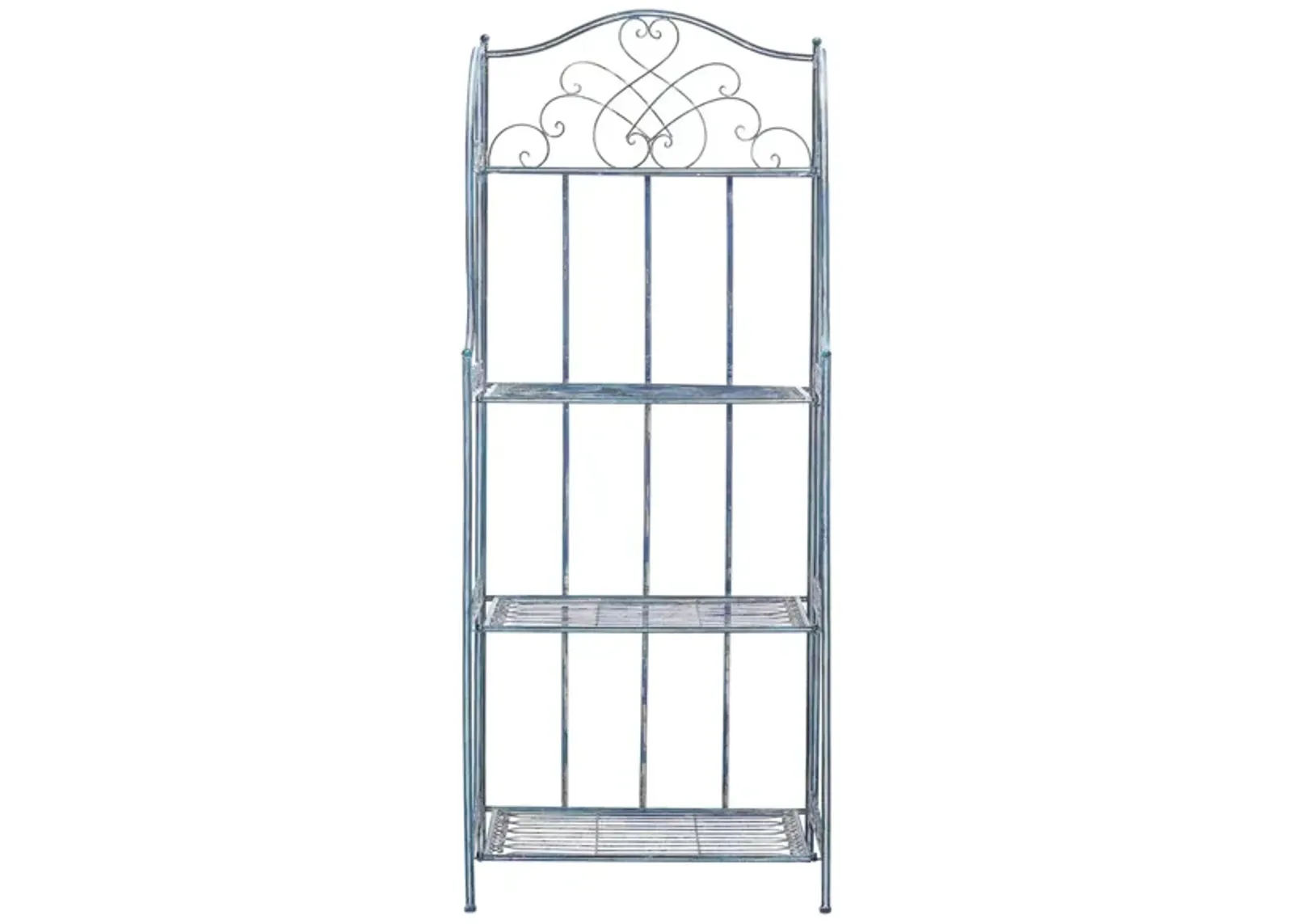 Miki Outdoor Wrought Iron 4 Tier Bakers Rack in Navy / Beige by Safavieh