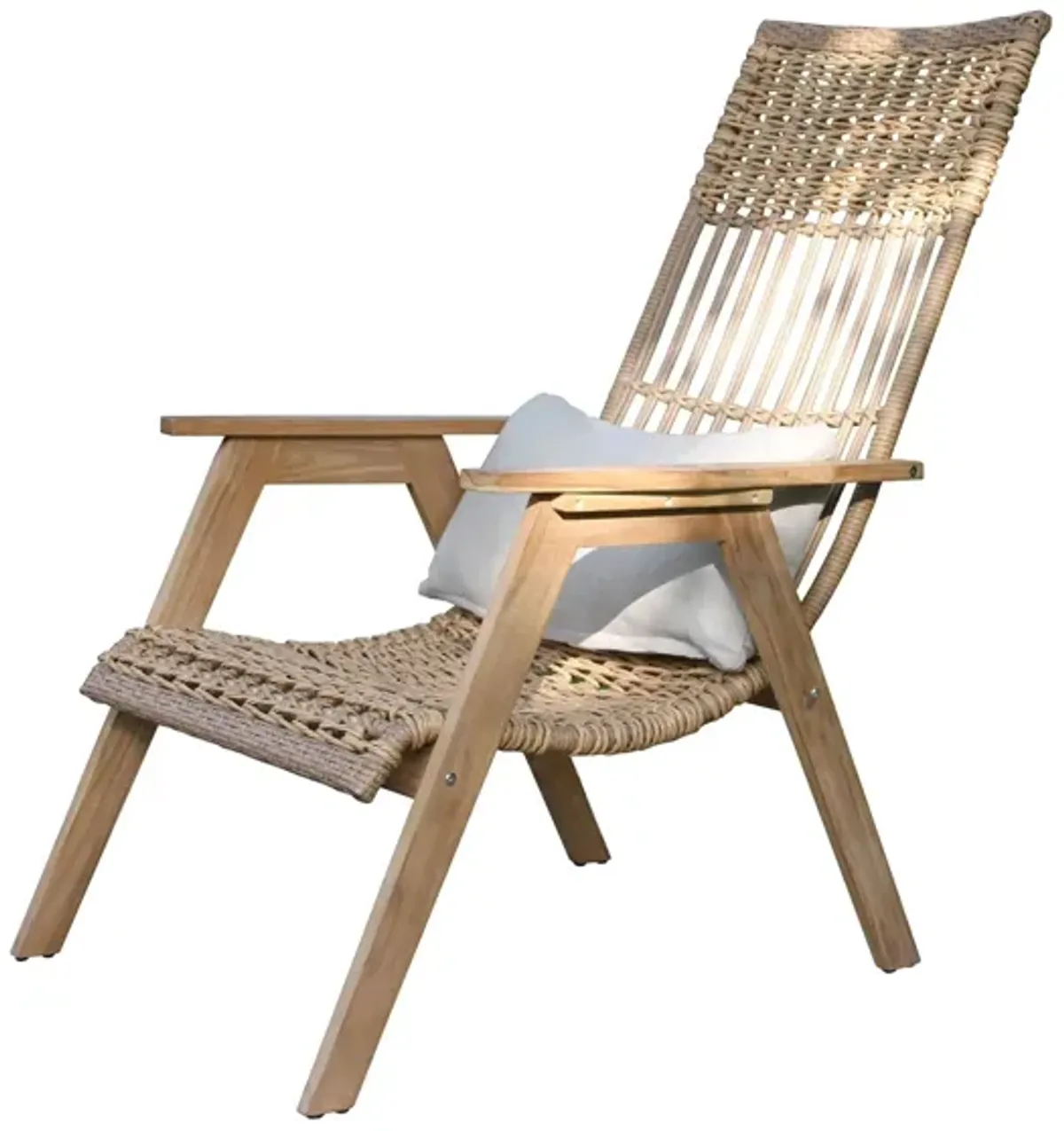 Bohemian Teak and Wicker Basket Lounger in Natural by Outdoor Interiors