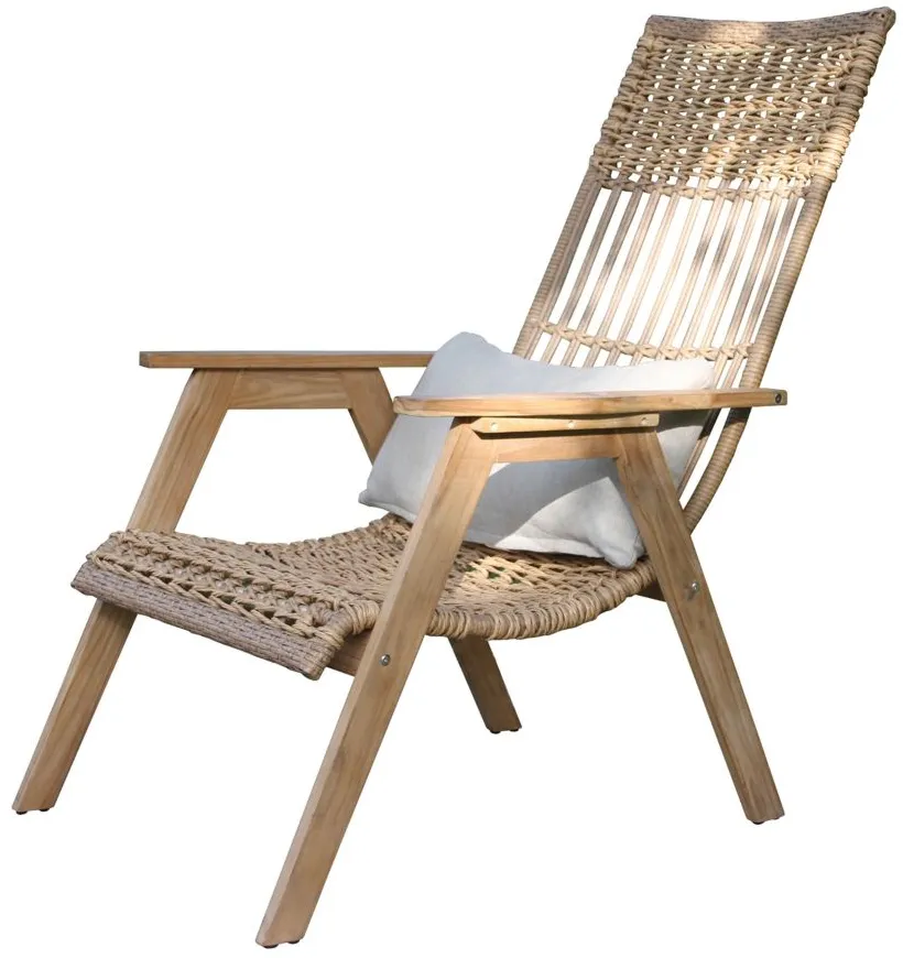 Bohemian Teak and Wicker Basket Lounger in Natural by Outdoor Interiors