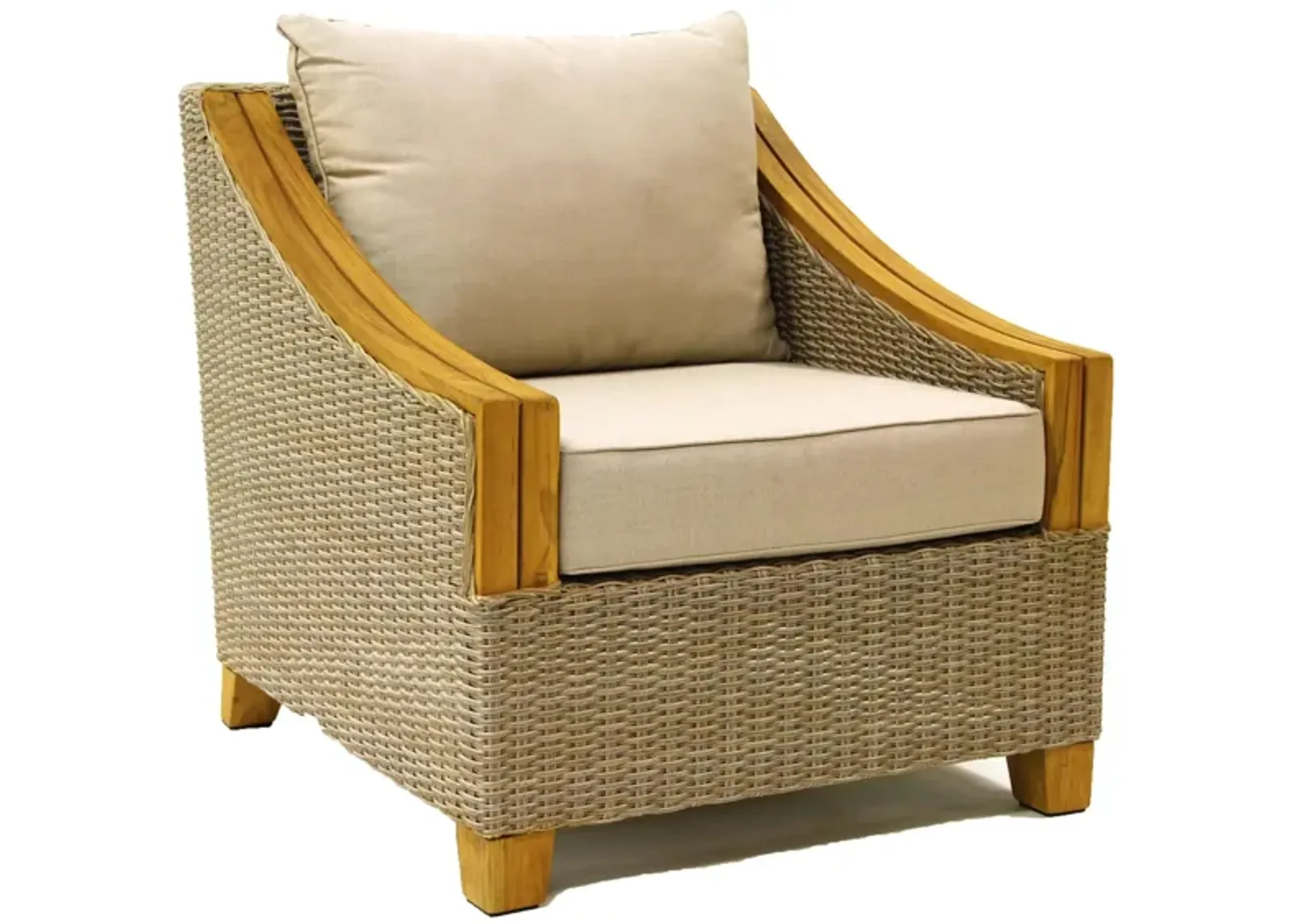 Teak and Ash Grey Wicker Armchair in Ash Gray by Outdoor Interiors