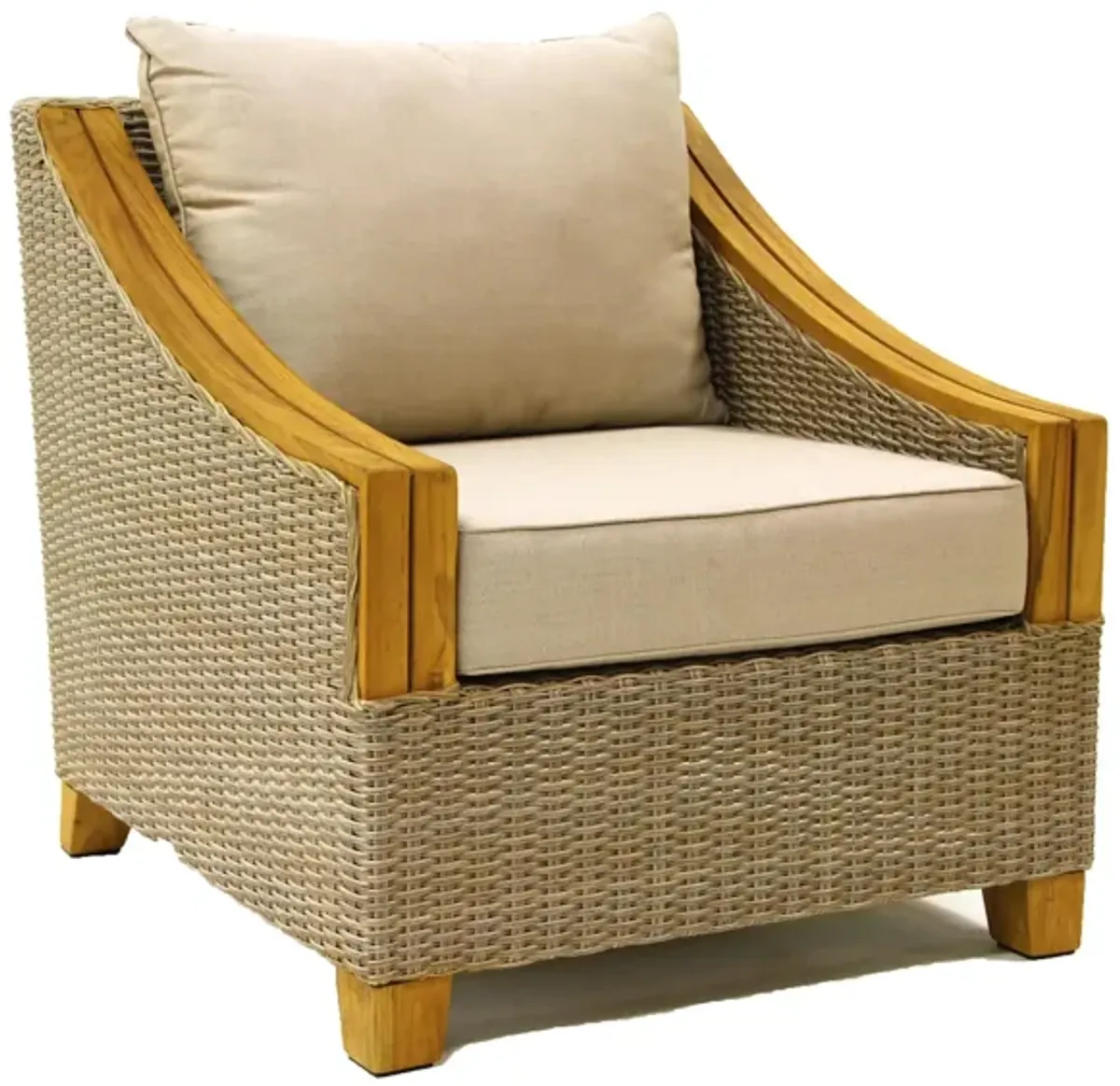 Teak and Ash Grey Wicker Armchair in Ash Gray by Outdoor Interiors