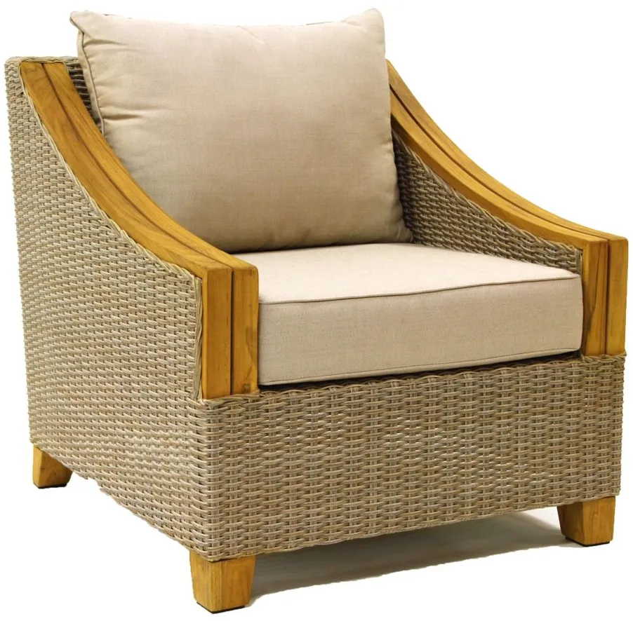 Teak and Ash Grey Wicker Armchair in Ash Gray by Outdoor Interiors