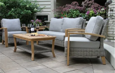 Sea Drift Wicker and Teak 4-pc. Outdoor Seating Set in Gray by Outdoor Interiors