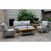 Sea Drift Wicker and Teak 4-pc. Outdoor Seating Set in Gray by Outdoor Interiors