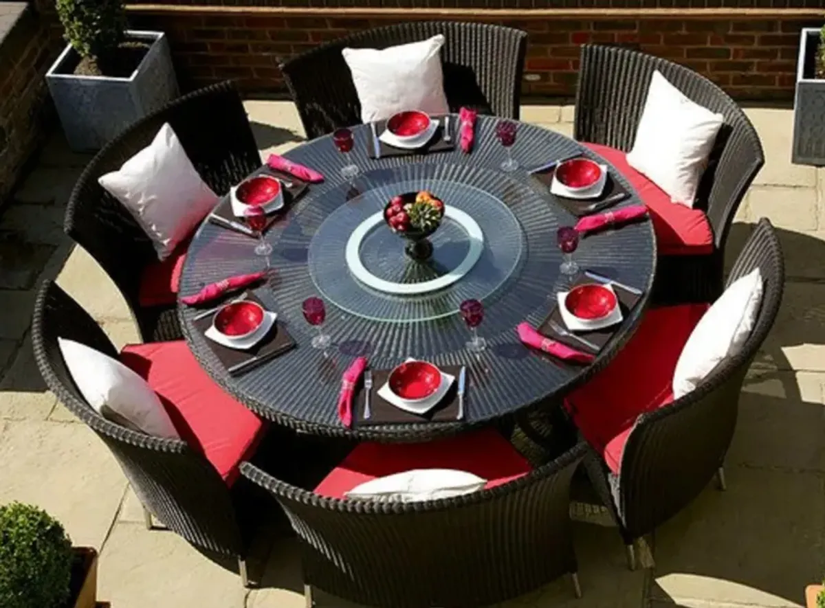 Nightingdale 7-pc Outdoor Dining Set in Red, White and Black by Manhattan Comfort