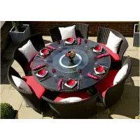 Nightingdale 7-pc Outdoor Dining Set in Red, White and Black by Manhattan Comfort