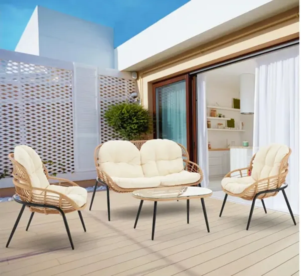 Pine 4 Pc Patio Conversation Set