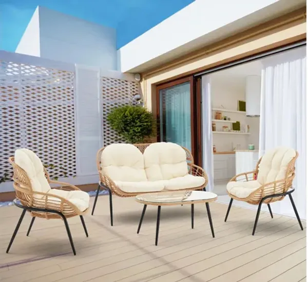 Pine 4 Pc Patio Conversation Set