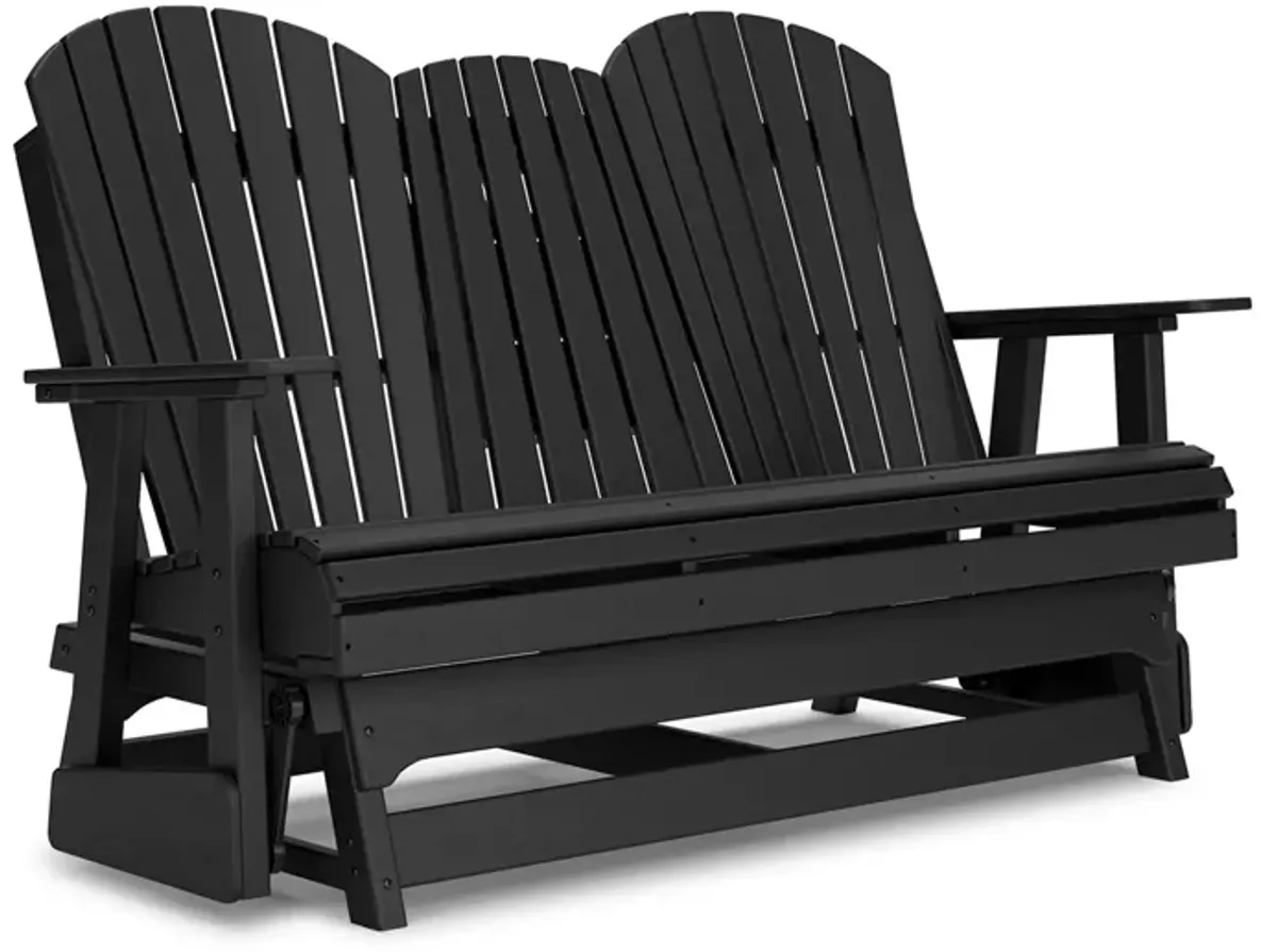 Hyland Wave Outdoor Glider Loveseat in Black by Ashley Furniture