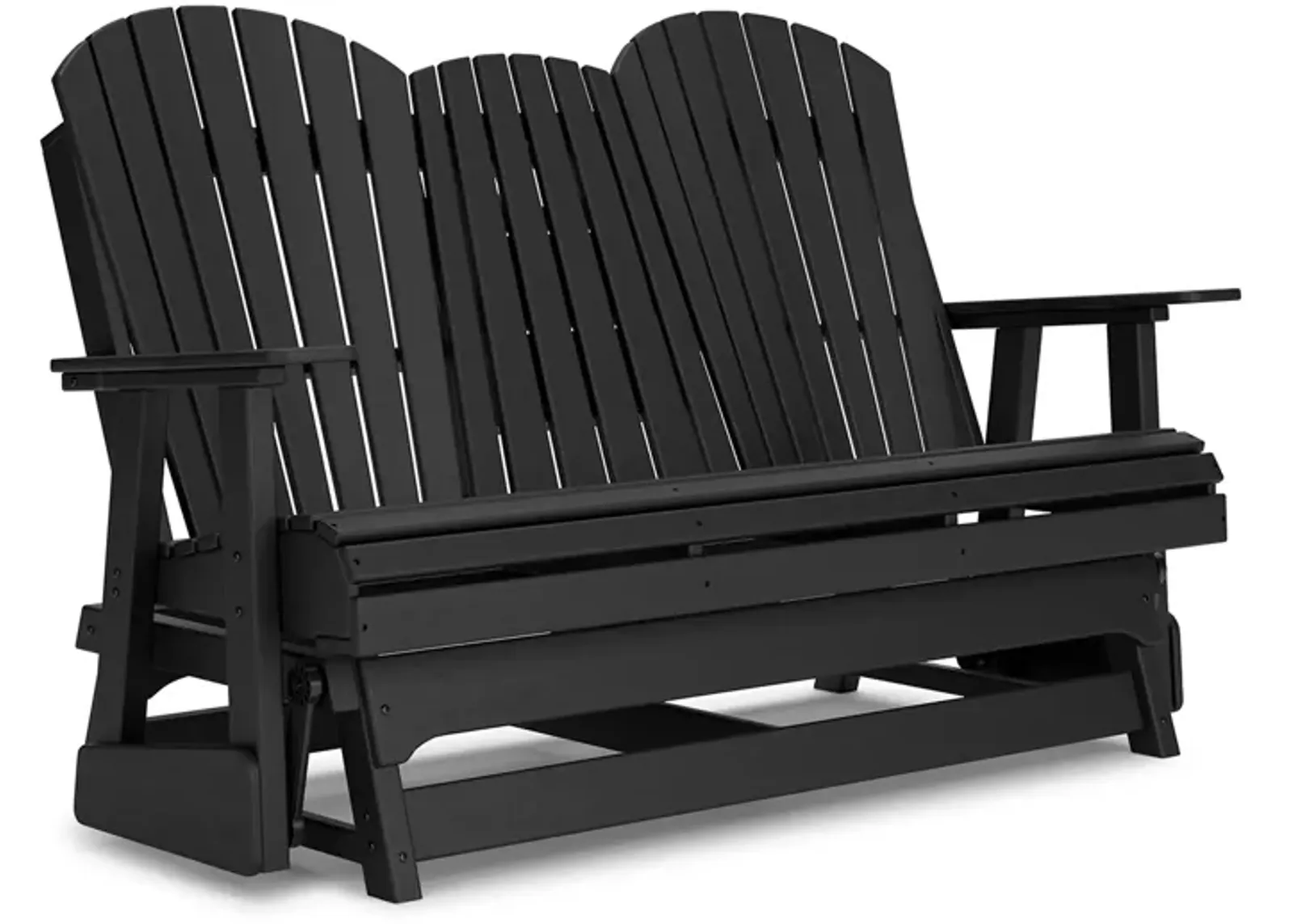 Hyland Wave Outdoor Glider Loveseat in Black by Ashley Furniture