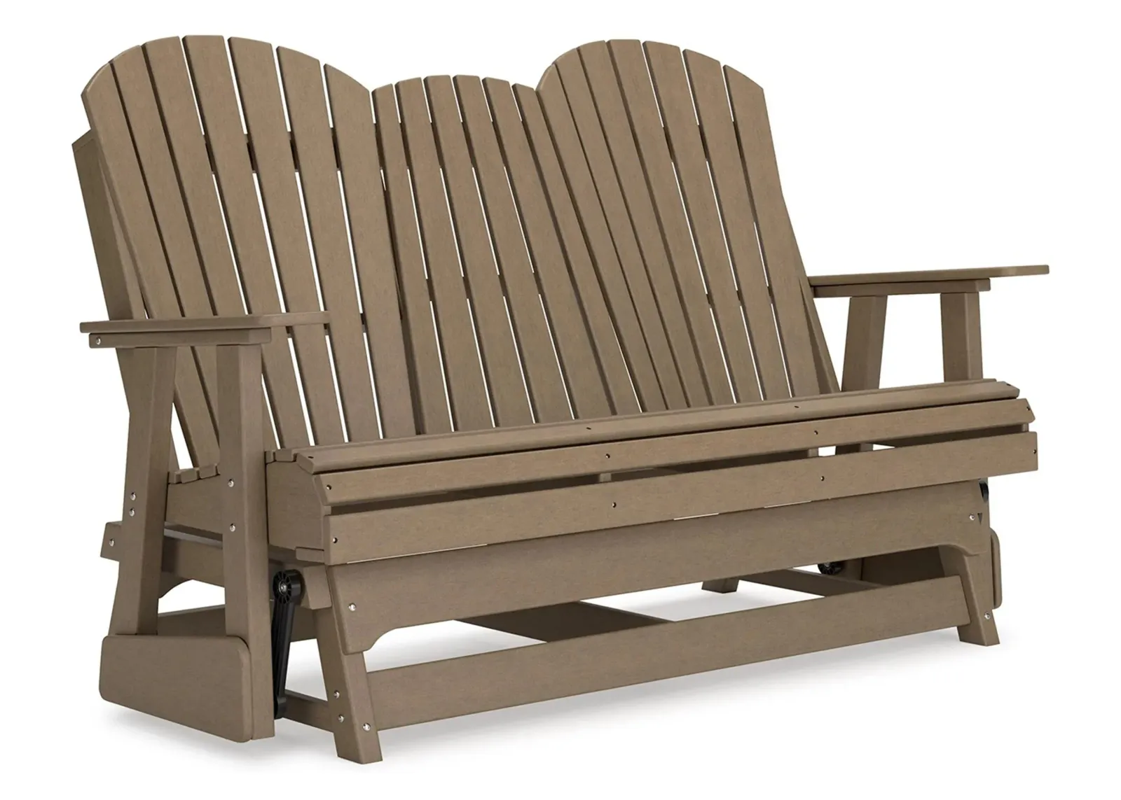 Hyland Wave Outdoor Glider Loveseat in Driftwood by Ashley Furniture