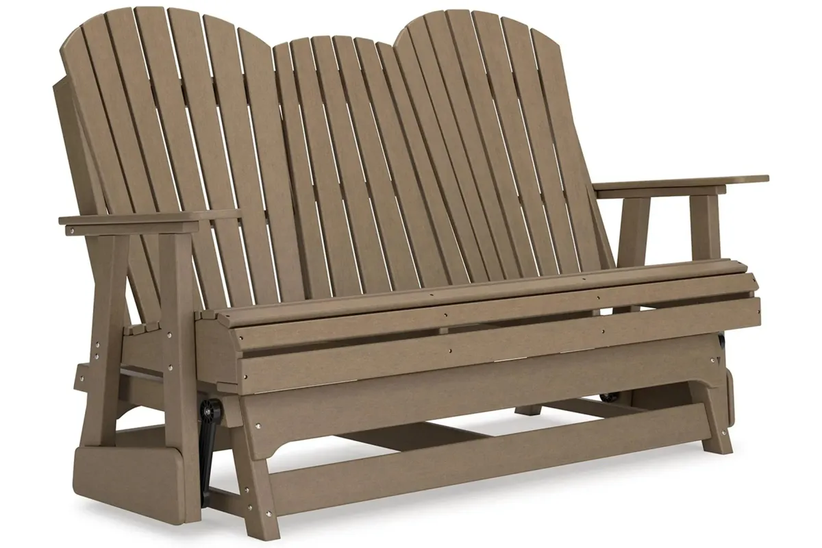 Hyland Wave Outdoor Glider Loveseat in Driftwood by Ashley Furniture