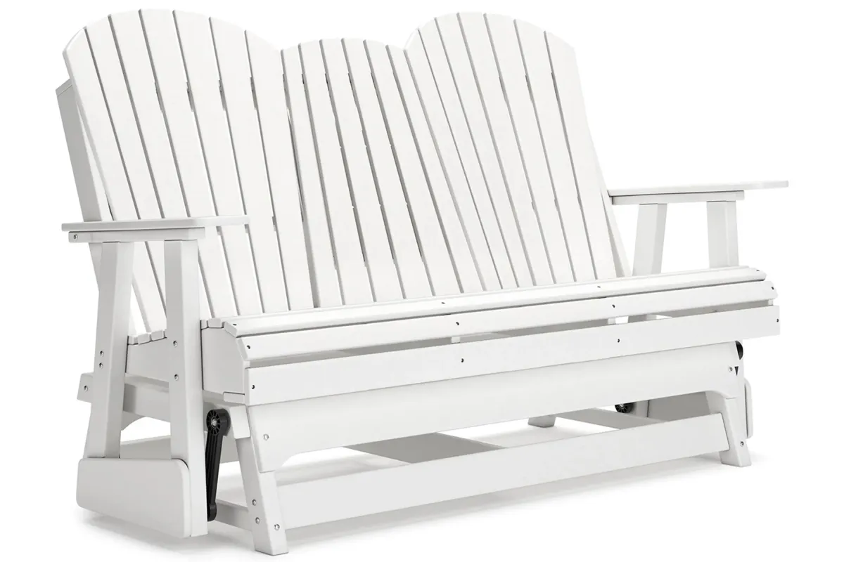 Hyland Wave Outdoor Glider Loveseat in White by Ashley Furniture