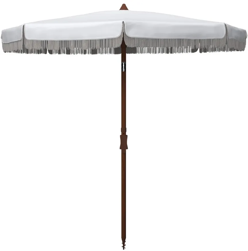 Arcata 6.5 Ft Fringe Umbrella in Slate Gray by Safavieh