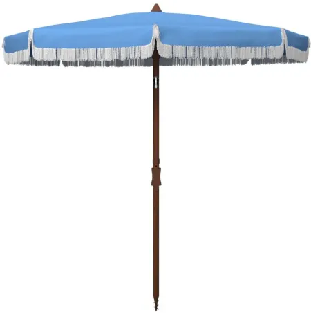 Arcata 6.5 Ft Fringe Umbrella in White by Safavieh